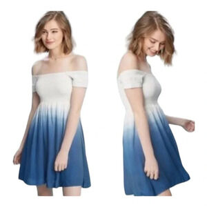 Altar’d State Blue and White Ombré Smocked Off The Shoulder Summer Dress